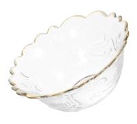 SAFIGLE Bol Mediano de Cristal Transparente Borde Dorado, Cuenco Multiusos para Servir Ensaladas y Postres en Cocina y Eventos