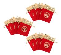 SAFIGLE Bolsas de Obsequio Chinas Cordón Fu 12x16 Cm 12 Unidades, Bolsas de Terciopelo Rojo para Dulces y Joyería, Ideales para Fiestas y Celebraciones del Año Chino