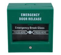 SAFIGLE Botón de Seguridad Manual para Emergencia Activación Fácil y Carcasa de Plástico Verde para Control de Puerta de Emergencia en Situaciones de Incendio
