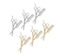 SAFIGLE Broche de Peluquero 8 Piezas Insignia Decorativa Multiusos Diseño de Tijeras y Peine Accesorios Ligeros para Uniformes de Estilistas para Profesionales