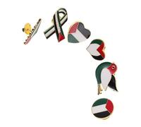 SAFIGLE Broches de Solapa Bandera de Palestina 6 Piezas Pin de Aleación Metálica Decorativa Conjunto de Pines Formas Variadas Corazón Círculo Cinta Dorada Pájaro Accesorios para