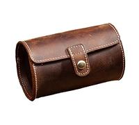 SAFIGLE Caja De Almacenamiento Para Relojes Vintage De Piel Envejecida, Porta Relojes Para Pareja, 2 Ranuras, Color Marrón, Diseño Compacto Para Viajes y Uso Portátil