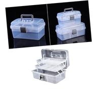 SAFIGLE Caja De Almacenamiento Plegable De Tres Organizador Multifuncional para Herramientas De Uñas Estuche De Cosméticos Transparente para Salas De Uñas y Viajes