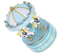 SAFIGLE Caja de Música con Mecanismo de Cuerda Carrusel Giratorio Azul Claro Nº 5 Figura Musical Decorativa para Mesa y Repisa Adorno Navideño con Melodía Castillo