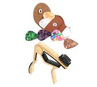 SAFIGLE Cejilla de Guitarra Profesional de Madera Clara Juego de 6 Púas y Soporte para Púas, Accesorio Resistente para Guitarra Acústica y Eléctrica, Adecuado para Músicos y Principiantes