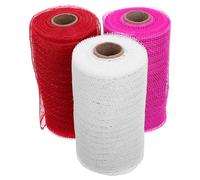 SAFIGLE Cinta de Tul Decorativa para San Valentín 3 Rollos Fuerte Cinta de Malla Suave y Transparente para Decoración de Hogar Bodas y Fiestas Románticas