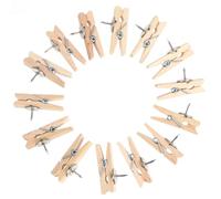SAFIGLE Clips de Fotos de Madera Natural 3,5 Cm Chinchetas, Pack de 50 Unidades Multiusos para Colgar Imágenes, Tarjetas y Decoración en Hogar y Oficina