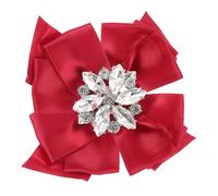 SAFIGLE Clips para Zapatos de Boda con Lazo Rojo, Hebilla Desmontable de Poliéster y Piedra Artificial para Tacones Altos, Accesorios Versátiles para Novias en Bodas