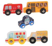 SAFIGLE Coche De Juguete De Madera para Niños Pequeños, Mini Modelos De Coches De Madera, Juego Educativo, Set De 5 Piezas, Vehículo para Desarrollo Cognitivo y Coordinación Manual