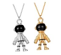 SAFIGLE Collar Pequeño de Astronauta de Aleación Metálica 2 Piezas en Color Dorado y Plateado Cadena de Suéter Unisex para Hombre y Mujer Collar Divertido para Fiestas y Uso Diario