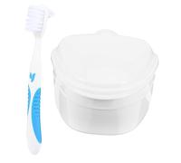 SAFIGLE Contenedor Para Prótesis Dental Con Estuche Para Retenedor y Cepillo De Limpieza Compacto y Seguro