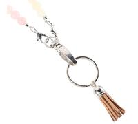 SAFIGLE Cordón para Tarjetas de Identificación para Mujer Cuentas Decorativas, Hebilla de Seguridad, Color Rosa, para Profesoras y Uso en Oficina, Porta Credencial y Llaves Práctico