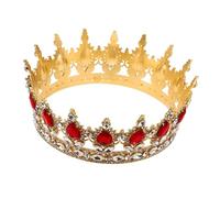 SAFIGLE Corona Para Mujer y Accesorios Cabello De Boda, 1 Unidad, Tamaño Estándar, Diseño Gemas De Imitación, Color Dorado Rubíes Rojos, Para Novias y Fiestas Obsequios, Tocado Elegante