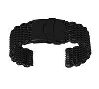 SAFIGLE Correa de Reloj de Malla de Tiburón de 18mm de Acero Inoxidable | Cierre Plegable, Negro, Uso Diario y Nocturno, Ocasiones de Negocio, Cómoda