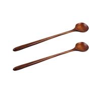 SAFIGLE Cucharas de Madera Hechas a Mano para Servir y Mezclar Mango Largo de 28 CM Set de 2 Piezas Cucharas para Remover Té y Sopa Utensilios de Cocina Resistentes y Multiusos para