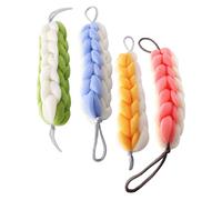 SAFIGLE Depurador Corporal Para Ducha 4 Piezas Tira Exfoliante Doble Color Estropajo Tejido Unisex Limpieza Corporal y Depuración Espalda Accesorios De Baño Para Uso Diario