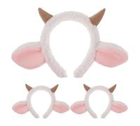 SAFIGLE Diadema Cuernos y Orejas de Oveja de Peluche Marrón 3 Piezas para Disfraces de Animales de Granja Carnaval y Fiestas Infantiles Accesorios Cosplay Adultos