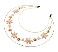 SAFIGLE Diadema De Aureola Diadema De Diosa Chicas Tadle De Diosa Perla Floral Fiesta Tiaras Venda Tocado Decorativo Tocado Lolita Aleación De Zinc Golden