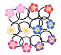 SAFIGLE Diadema de Flores Plumeria 12 Piezas para Niñas Banda Elástica de Cerámica Accesorio de Pelo Tropical Coletero Hawaiano para Fiestas y Bodas