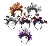 SAFIGLE Diadema de Halloween 6 Piezas Calabaza Araña Calavera y Dientes de Vampiro Accesorios Ligeros para Fiestas de Disfraces y Eventos Temáticos de Halloween