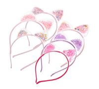 SAFIGLE Diadema Infantil Orejas De Gato y Lentejuelas De Arena Movediza 6 Pcs Tamaño Único Transparente y Colores Variados Para Niñas En Fiestas y Cosplay