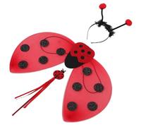 SAFIGLE Disfraz de Mariquita para Niña Pequeña con Alas de Insecto Varita de Hada y Diadema con Antena para Halloween Carnaval y Fiestas de Cosplay