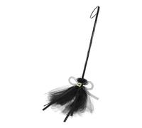 SAFIGLE Escoba de Bruja Negra para Fiesta de Halloween Agarre Cómodo y Diseño Realista de Tul y PVC, Accesorio Adecuado para Cosplay y Decoración Temática