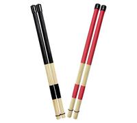 SAFIGLE Escobillas para Batería de Jazz 2 Pares Varillas Antideslizantes de Bambú y Goma Color Rojo y Negro Kit de Accesorios para Percusión Práctica y Escenario