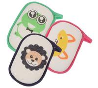 SAFIGLE Esponja de Baño para Niño Dibujos de Animales en Algodón, 3 Piezas Gancho para Ducha, Limpieza Profunda Diaria y Cuidado Delicado para Recién Nacidos Color Aleatorio
