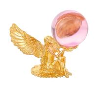 SAFIGLE Estatua Ángel con Bola de Cristal de Metal Dorado para Decoración