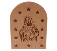 SAFIGLE Estatua Virgen María de Sobremesa en Madera Maciza Natural Sujetalibros Decorativo Cristiano Rústico Soporte para Libros Resistente Decoración Religiosa para Hogar y Oficina