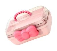 SAFIGLE Estuche Portátil para Coleteros y Accesorios Cabello Organizador de Escritorio Varios Compartimentos Diseño Rosa Lazo para Niñas Caja Organizadora Ligera y Compacta Adecuado