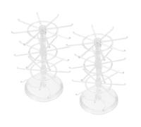 SAFIGLE Expositor Giratorio de Joyas 3 Niveles Transparente Soporte para Pendientes y Collares Organizador Multiusos para Pulseras y Anillos Set 2 Unidades Adecuado para Tocadores y