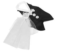 SAFIGLE Fundas Decorativas para Botellas de Vino Pequeñas para Bodas Juego de 2 Piezas Diseño Inspirado en Vestido de Novia Color Blanco y Beige Adecuado para Decoración Romántica de