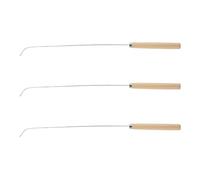 SAFIGLE Gancho para Picadora de Carne Comercial 3 Unidades de Acero Inoxidable con Mango de Madera Gancho Metálico para Limpieza de Cuchillas y Residuos en Carnicería y Parrillas