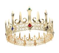 SAFIGLE Gothic Alloy Crown With Rhinestones Vintage Prince Headpiece For Medieval Costume Prom And Themed Events