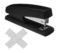 SAFIGLE Grapadora de Escritorio Manual Negra Metálica Antideslizante con Grapas para Encuadernación de Documentos y Archivos Oficina