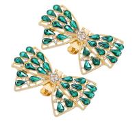 SAFIGLE Hebillas Desmontables Accesorios Elegantes Lazo Verde para Zapatos de Novia y Cristales Brillantes para Decoración en Fiestas y Ocasiones Obsequios