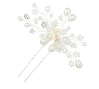 SAFIGLE Horquilla Cabello Hecha Mano Perlas y Gemas De Imitación Horquilla De Novia Para Tocado De Novia Para Boda y Bodas De Plata Color Plateado Material De Perla