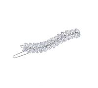 SAFIGLE Horquilla Pelo Circonita y Diseño de Hojas Plateada, Tamaño Mediano, Pinza Elegante para Niña, Accesorio de Moda para Fiestas y Uso Diario