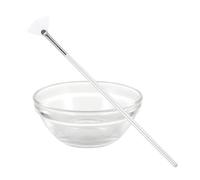 SAFIGLE Juego de 2 Brochas para Mascarillas Faciales Pincel de Nailon y Cuenco de Vidrio, Aptas para Tratamientos de Ácido Glicólico y Cuidado Personal