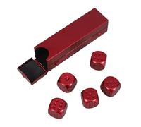 SAFIGLE Juego de Dados Portátil y Fácil de Usar Rojo de Aleación de Aluminio con Borde Redondeado y Estuche Rectangular 6 Caras para Fiesta y Beber