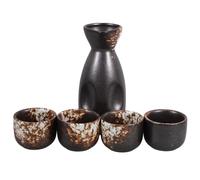 SAFIGLE Juego de Sake Japonés de Cerámica Snowflake Pequeño, Tetera Tradicional para Sake 4 Tazas Japonesas, Set de 5 Piezas para Degustación y Servicio en Hogar o Restaurante