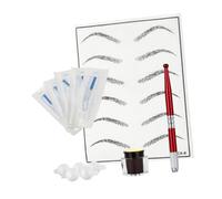 SAFIGLE Kit Microblading Manual Con Plumas De Punta Redonda Anillos Para Pigmentos y Piel De Práctica Para Cejas Herramienta Permanente Profesional Para Sombreado Natural