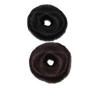 SAFIGLE Kit Moldeador Para Moños De Peluca 2 Piezas Tamaño Mediano Cinta Elástica Negra y Marrón Oscuro Para Peinar Cabello Mujeres Uso Diario