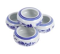 SAFIGLE Lavapinceles de Cerámica Azul 4 Piezas Soporte para Tinta, Accesorios de Caligrafía para Estudiantes, Fácil Limpieza y Almacenamiento