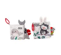 SAFIGLE Libros De Tela para Bebés 0-1 Año 2 Unidades Libros Suaves Visuales y Táctiles para Desarrollo Sensorial Juguetes Educativos para Recién Nacidos y Hora Boca Abajo