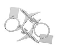 SAFIGLE Llavero de Avión Metálico 2 Piezas Diseño Creativo 3D Placa Personalizable Color Plateado Accesorio para Mochila y Bolso Obsequio Adecuado para Aficionados Aviación