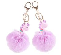 SAFIGLE Llavero De Bolso Unicornio Creativo Colgante De Bolso Pompón De Felpa 2 Piezas (morado y Dorado) Uso Versátil y Duradero