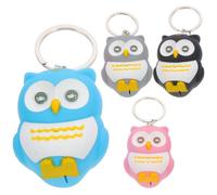 SAFIGLE Llaveros de Plástico de Búho 4 Piezas Luz y Sonido, Colgantes Coloridos para Decoración de Bolsos y Llaves, Accesorios Infantiles para Coche y Regalos Pequeños (negro, Gris, Azul,